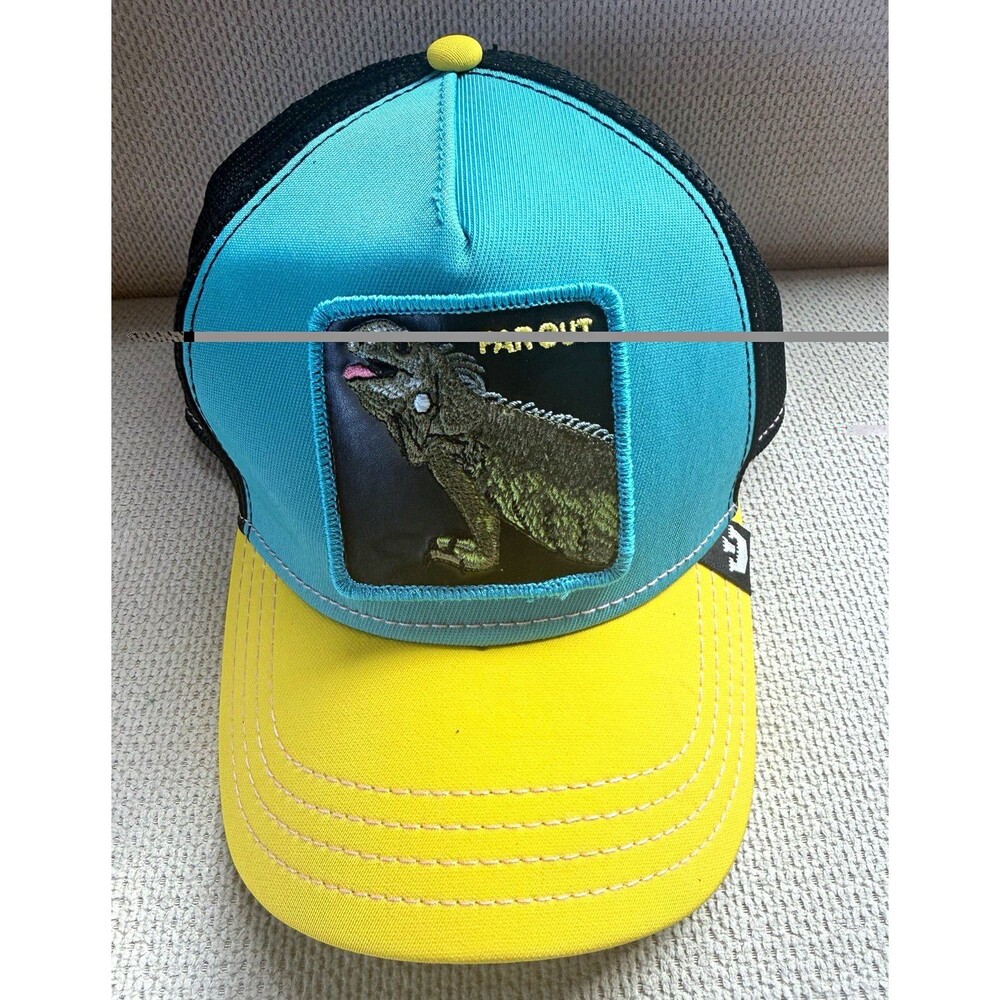 Goorin Bros. The Farm Trucker Hat Mesh Back Adjustable Blue Yellow Lizard OS
